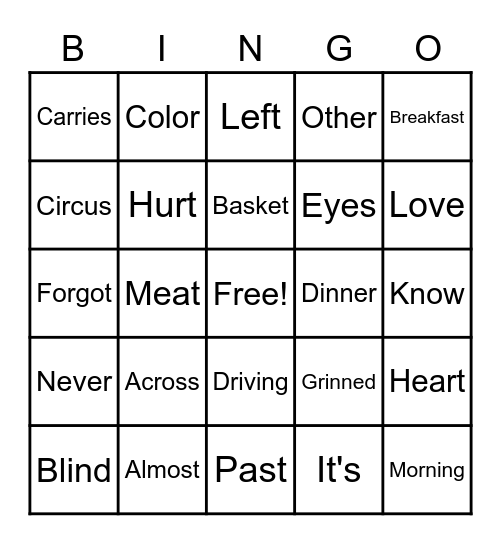 Word Work Bingo Card