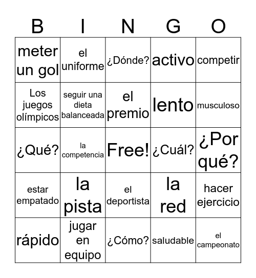 Unit 2 Lesson 2 Vocabulary  Bingo Card