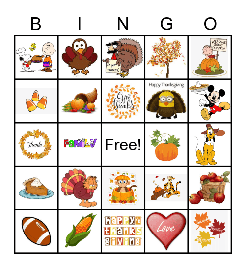 Thanksgiving Bingo Card