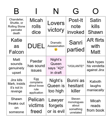 GOOSE GAME CHAOS TRACKER Bingo Card