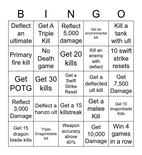 Overwatch 2 Genji Bingo Card