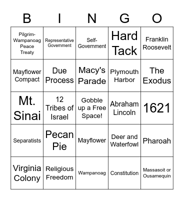 Thanksgiving Bingo! Bingo Card