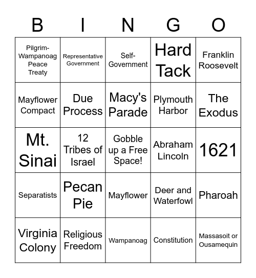 Thanksgiving Bingo! Bingo Card