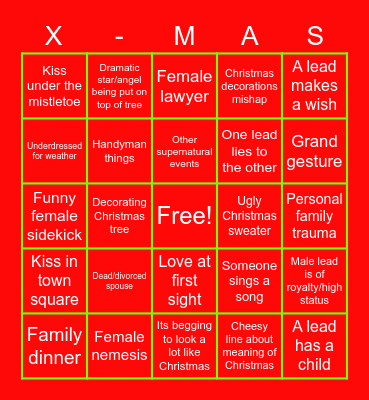 Hallmark movies Bingo Card