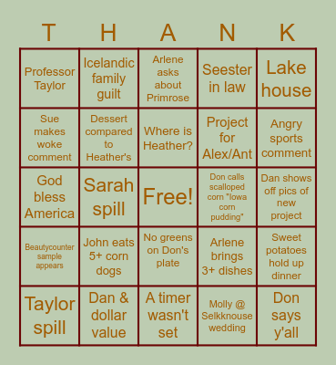 THANKSGIVING 2022 Bingo Card
