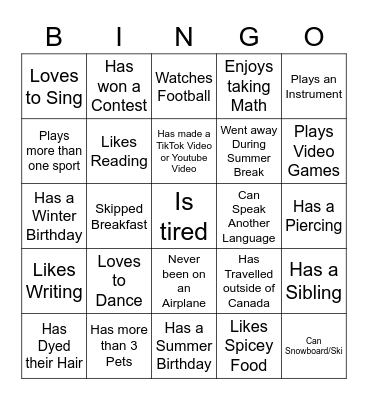 Find Someone Who Bingo Card