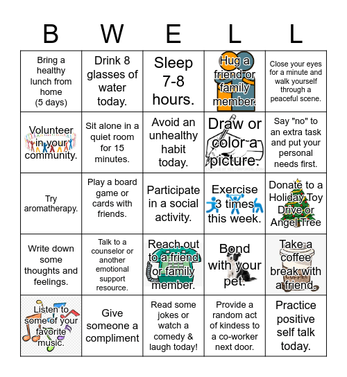 December 2022 Staff WELLNESS Bingo Card