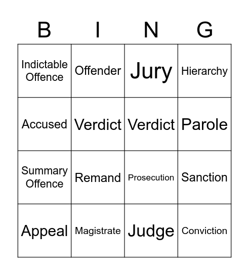 Legal Foundations Bingo Card