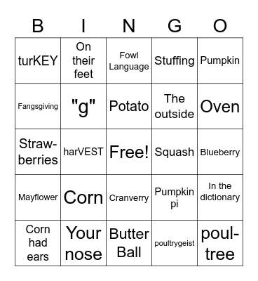 Thanksgiving Bingo Card