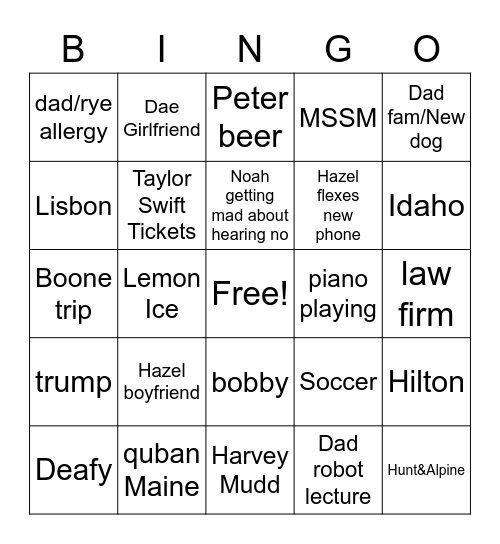Thanksgiving Bingo Card