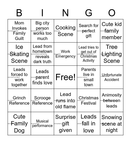 Hallmark Bingo Card