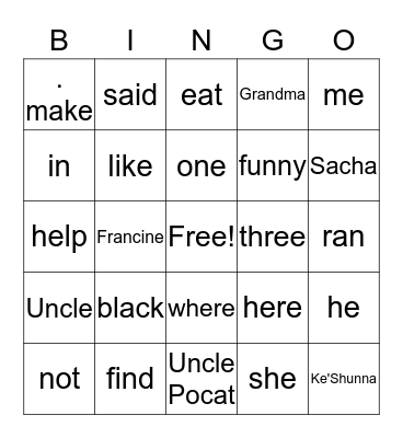 Untitled Bingo Card