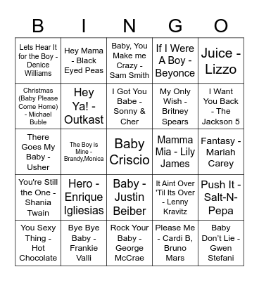 Baby Shower Bingo Card