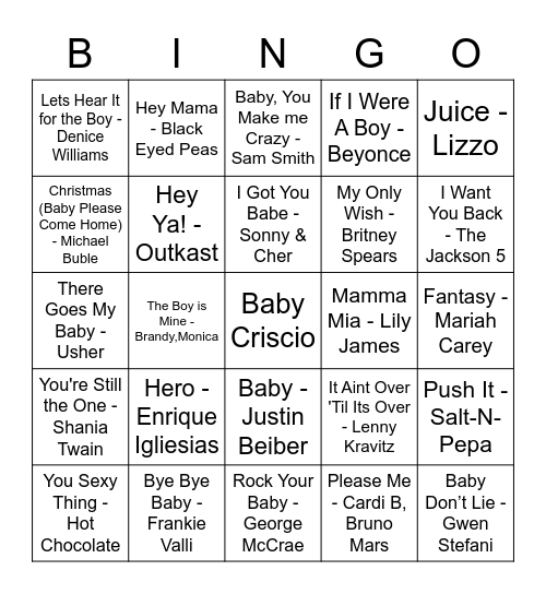 Baby Shower Bingo Card