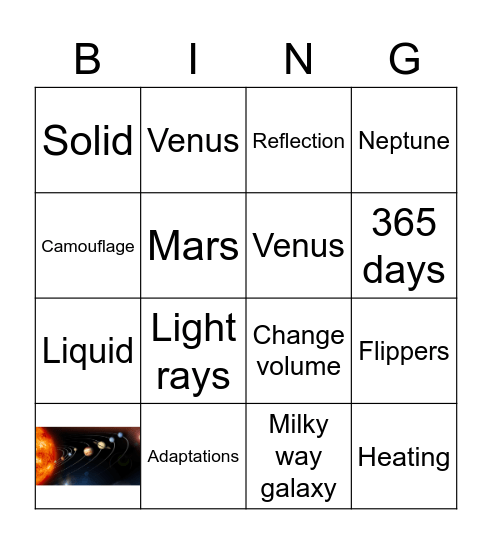 Y5 - End of Year Quiz Bingo Card