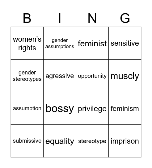 Gender Equality Bingo Card