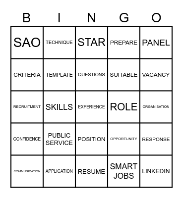 CAREER PLANNING Bingo Card