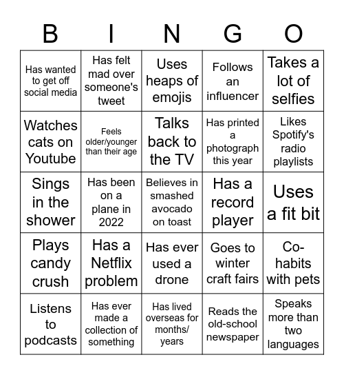 Find someone who... Bingo Card