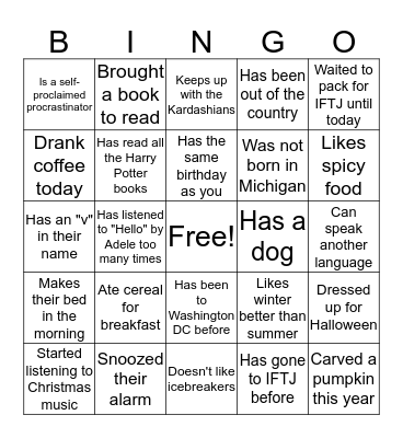 IFTJ Bingo Card