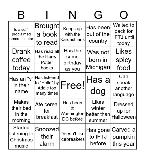 IFTJ Bingo Card