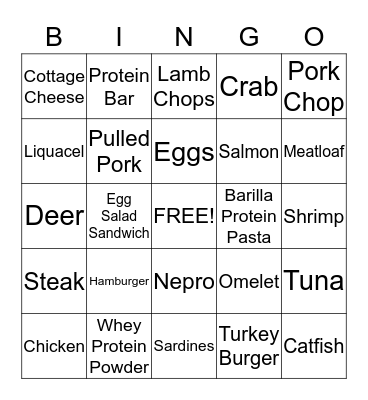 Protein BINGO Card