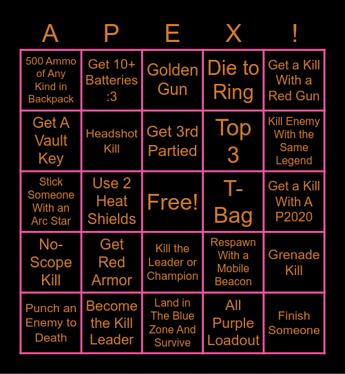 Apex Bingo Card