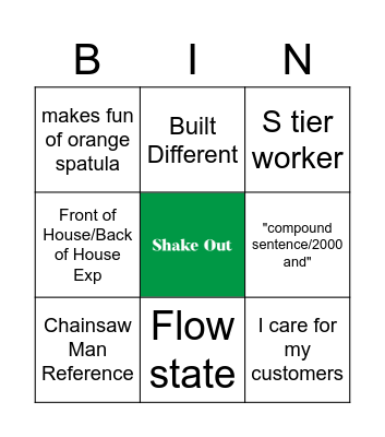 Monday Crew Bingo Card