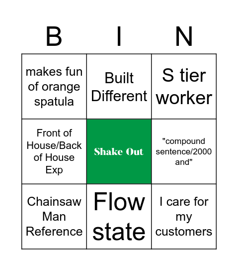 Monday Crew Bingo Card