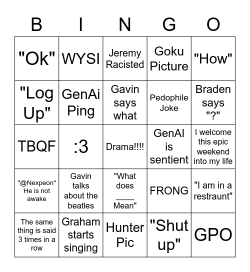 Grrrr. Bingo Card