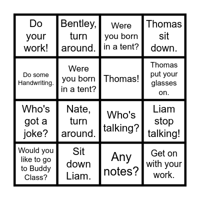 Mrs James Said... Bingo Card