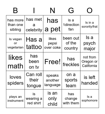 Find Someone Who Bingo Card