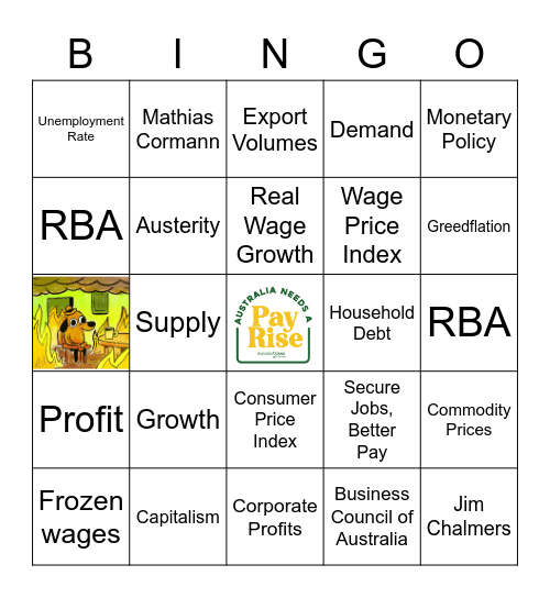 Australia Needs a Pay Rise! Bingo Card