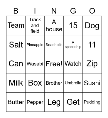 C5 plus lesson 9 Book D Bingo Card