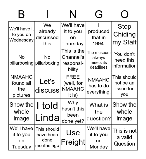 NMAAHC Bingo Card