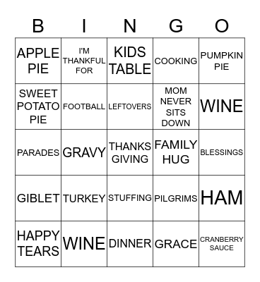 THANKSGIVING Bingo Card