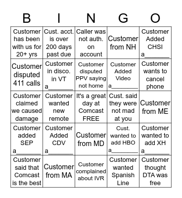 Disco. Bingo      Name:_____________         (please provide acct. # for anything with a______ at the bottom) 1 Square Per Account Bingo Card