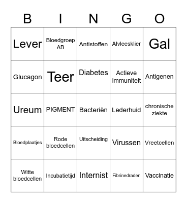 H9 Gezondheid Bingo Card