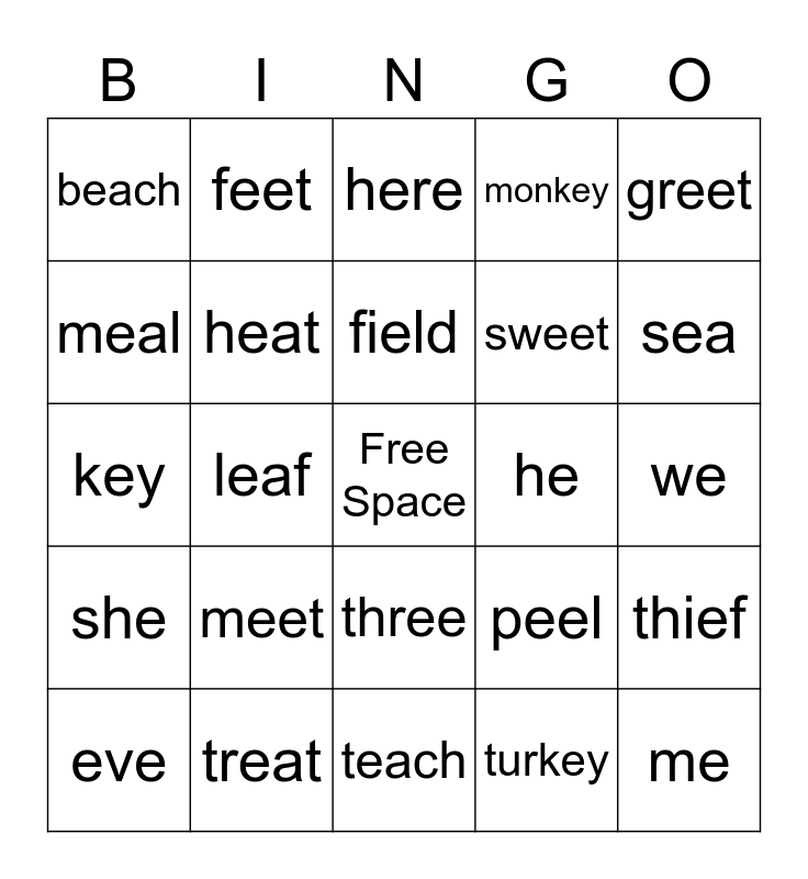 long-e-words-bingo-card