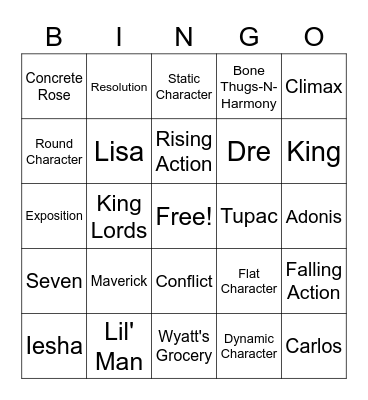 Concrete Rose Bingo Card