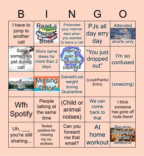 Work From Home Bingo Card