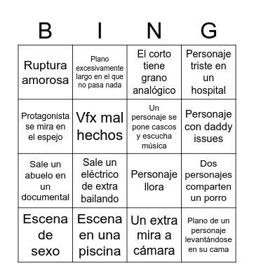 TFGs Cinesa Bingo Card