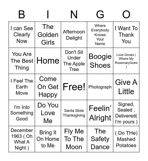 Thanksgiving BINGO Card