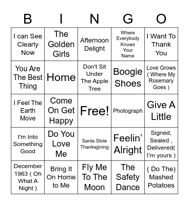 Thanksgiving BINGO Card