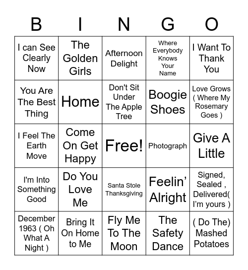 Thanksgiving BINGO Card