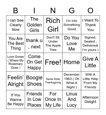 Thanksgiving BINGO Card