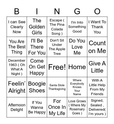 Thanksgiving BINGO Card