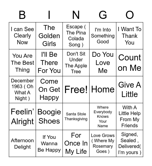 Thanksgiving BINGO Card