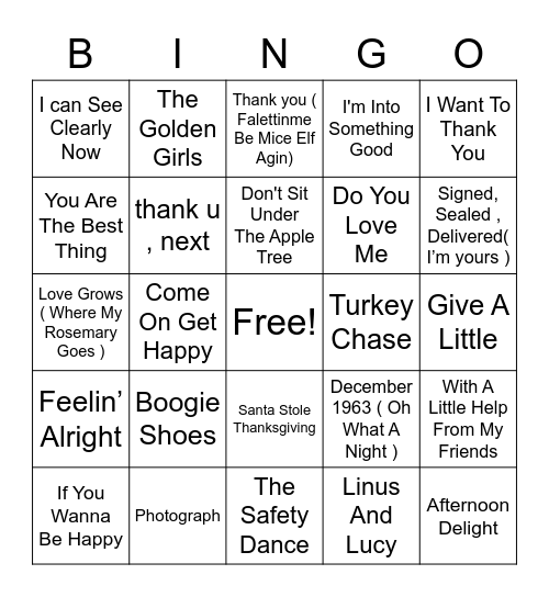 Thanksgiving BINGO Card