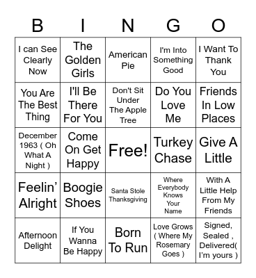 Thanksgiving BINGO Card