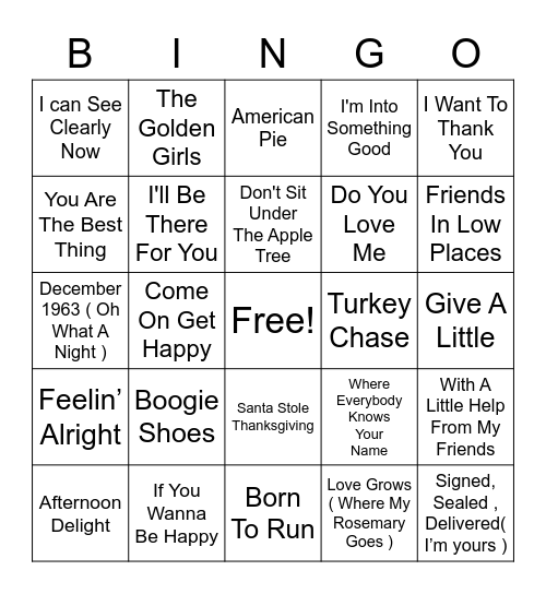 Thanksgiving BINGO Card